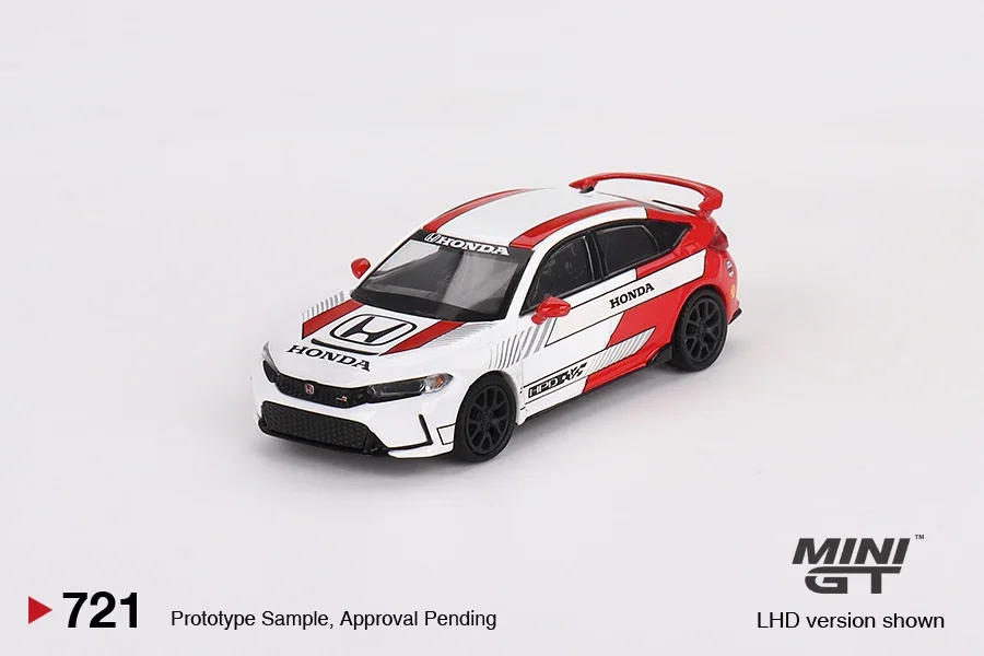 MINIGT 1:64 Honda Civic Type R #2 2023 Pace Car White MGT00721-CH Car Alloy Toys Motor Vehicle Diecast Metal Model for Children