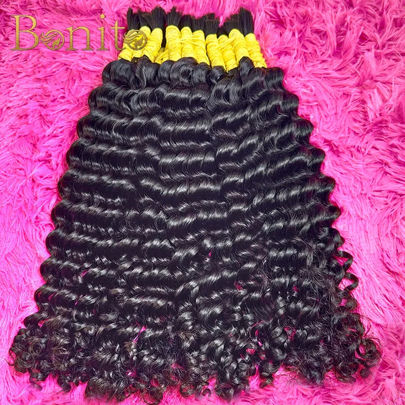 Loose Deep Indian Hair 100% Real Remy Hair Bulks Unprocessed No Weft Curly Human Hair Extensions Weaving Hair for Women Braiding