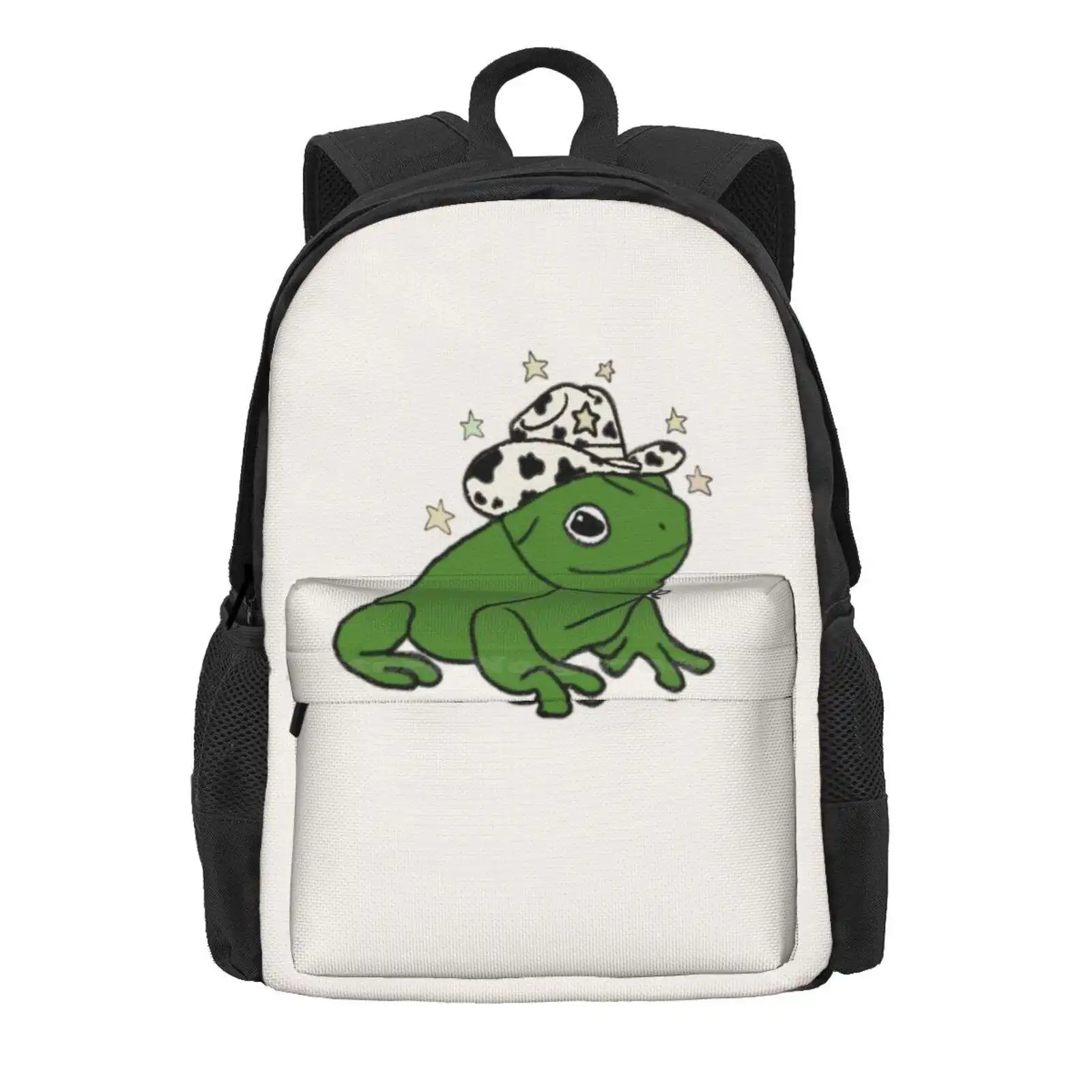 Frog With A Cowboy Hat ★ Hot Sale Schoolbag Backpack Fashion Bags Cottagecore Artsy Aesthetic Grandmacore Gardencore Vintage