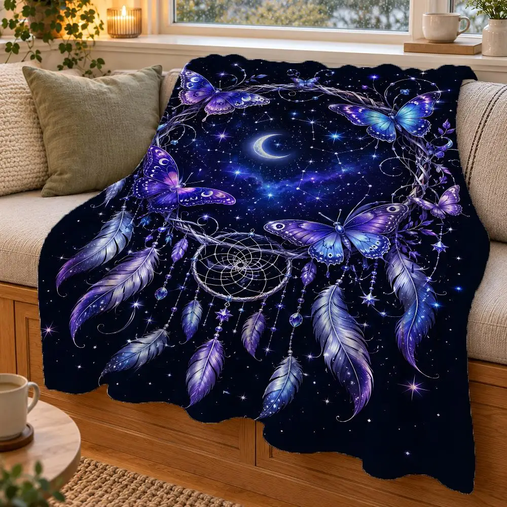 Star Dreamcatcher Set Throw Double Sided Flannel Throw Blanket Soft Warm Washable Home Decor