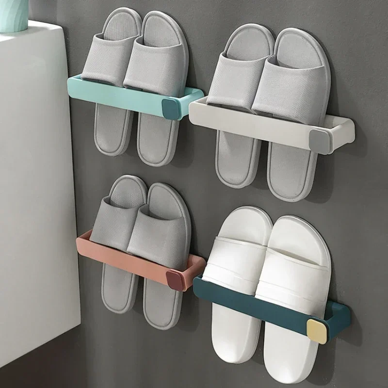 Slippers Rack Hanging Shoe Holder Self Adhesive Shoe Rack Hanging Multi Function Wall Bracket Shoe Organiser for Door Cabinet