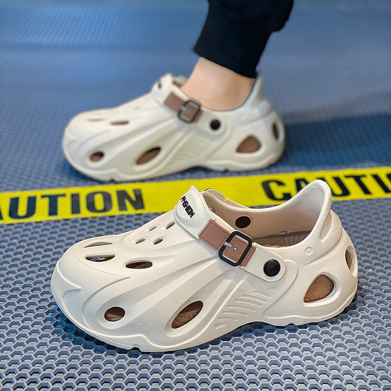 Men's Summer Ultra-Thick Non-Slip Anti-Odor Dual-Use Closed-Toe Sandals, Men's Outdoor Ultra-Soft Water-Resistant Beach Shoes
