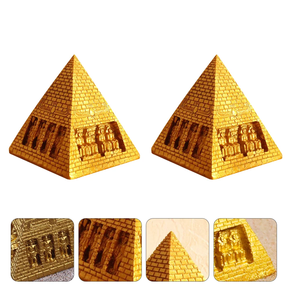 2 Stück Miniatur Pyramide Figur Statue Skulptur Ägypten Pyramide Modell Zen Sand Garten Zubehör für Büro Zen Garten