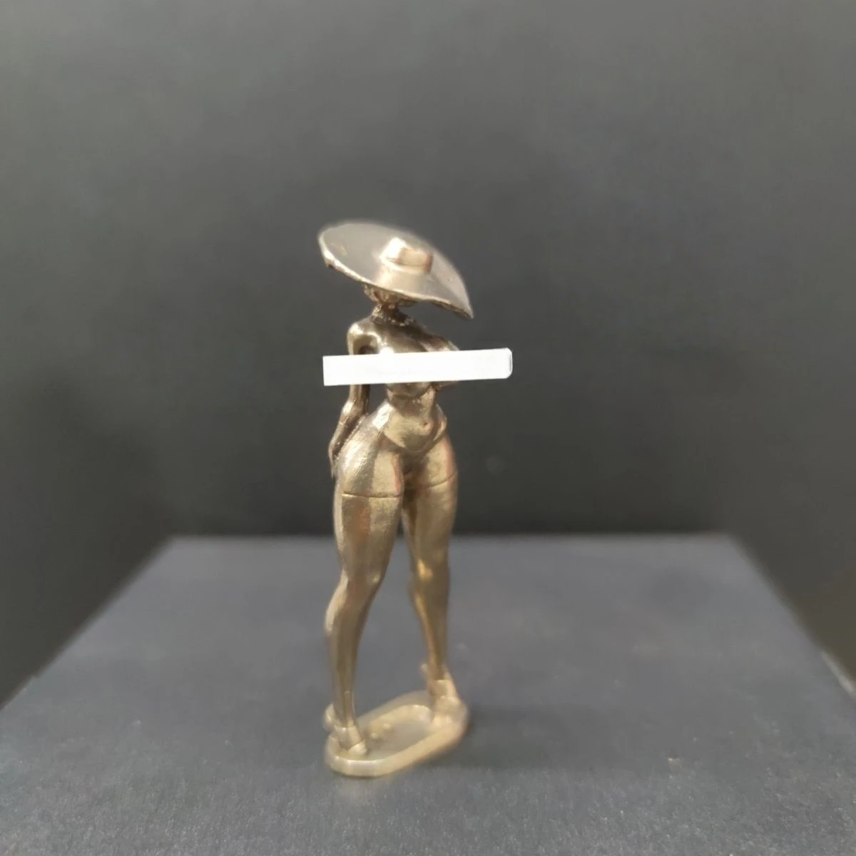 ​​7cm Solid Brass Motivation Muse Sculpture - Nude Female Art Decor Vintage Desk Collector's Piece for Home Office​​