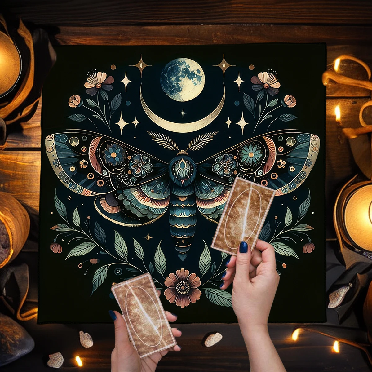 Tarot Tablecloth Moon Phase Divination Altar Cloth Triple Moon Altar Decor Tarot Cloth For Spread Tarot Reading Cloth Game Pad