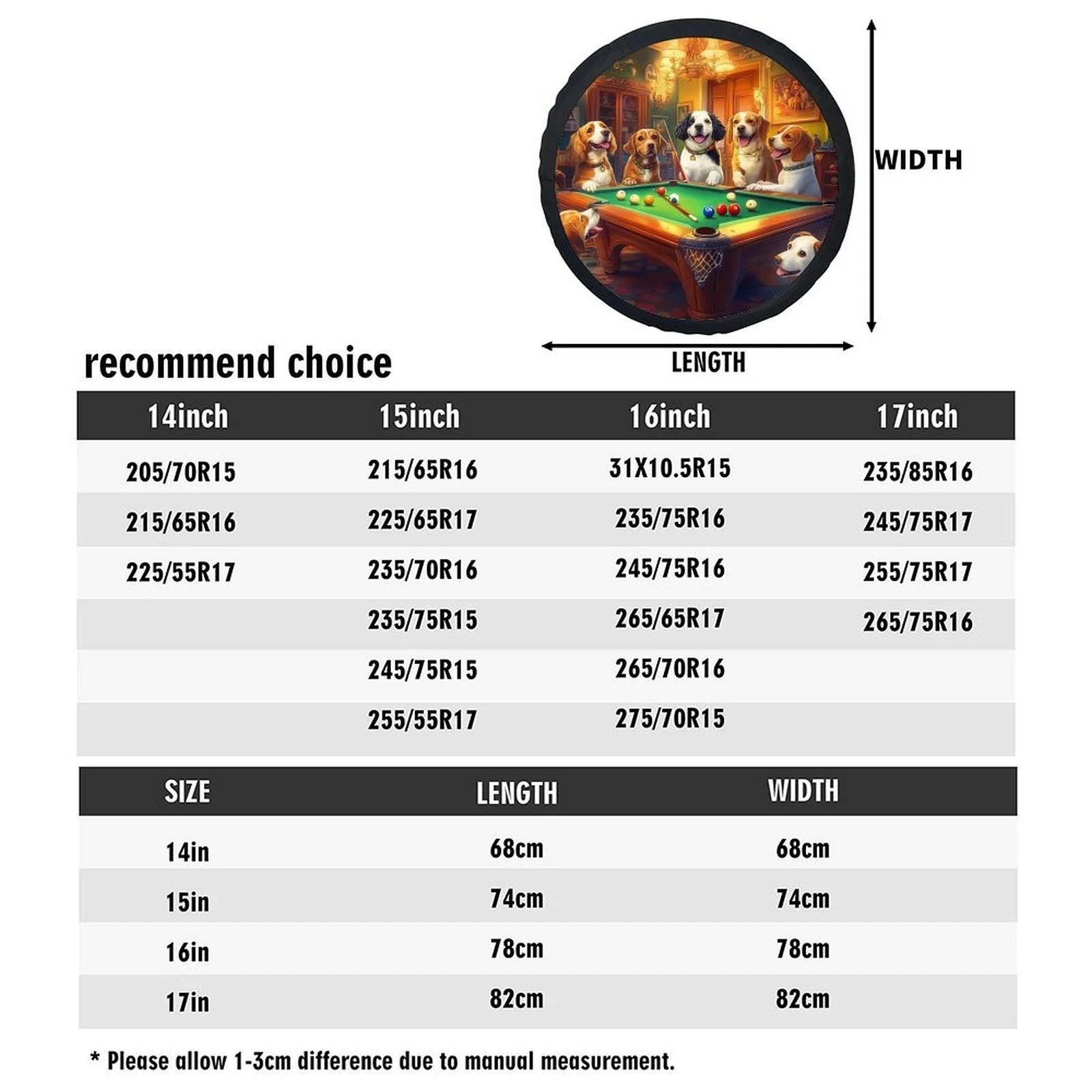 1 szt. Pokrowiec na koło w kształcie opony z motywem imprezy w basenie dla psa - Modny, uniwersalny pokrowiec ochronny na koła do większości samochodów, wytrzymały poliester