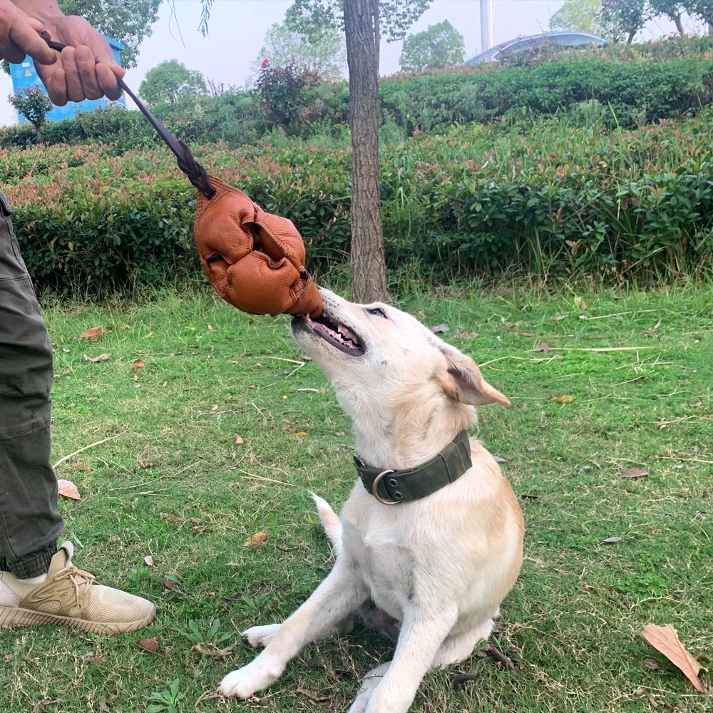 

Dog Training Dog Leather Ball Training Supplies Dog Bite Ball Pet Toy Vent Ball Cowhide Bite Stick Bite Pillow German Shepherd