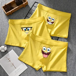Bob Esponja Homens Cuecas Algodão Engraçado Cartoon Anime Boys Cute U Pouch Bulge Underwear Sexy Shorts Respirável Boxer Pants L-5XL 10 principais vendas bob esponja pants - №3