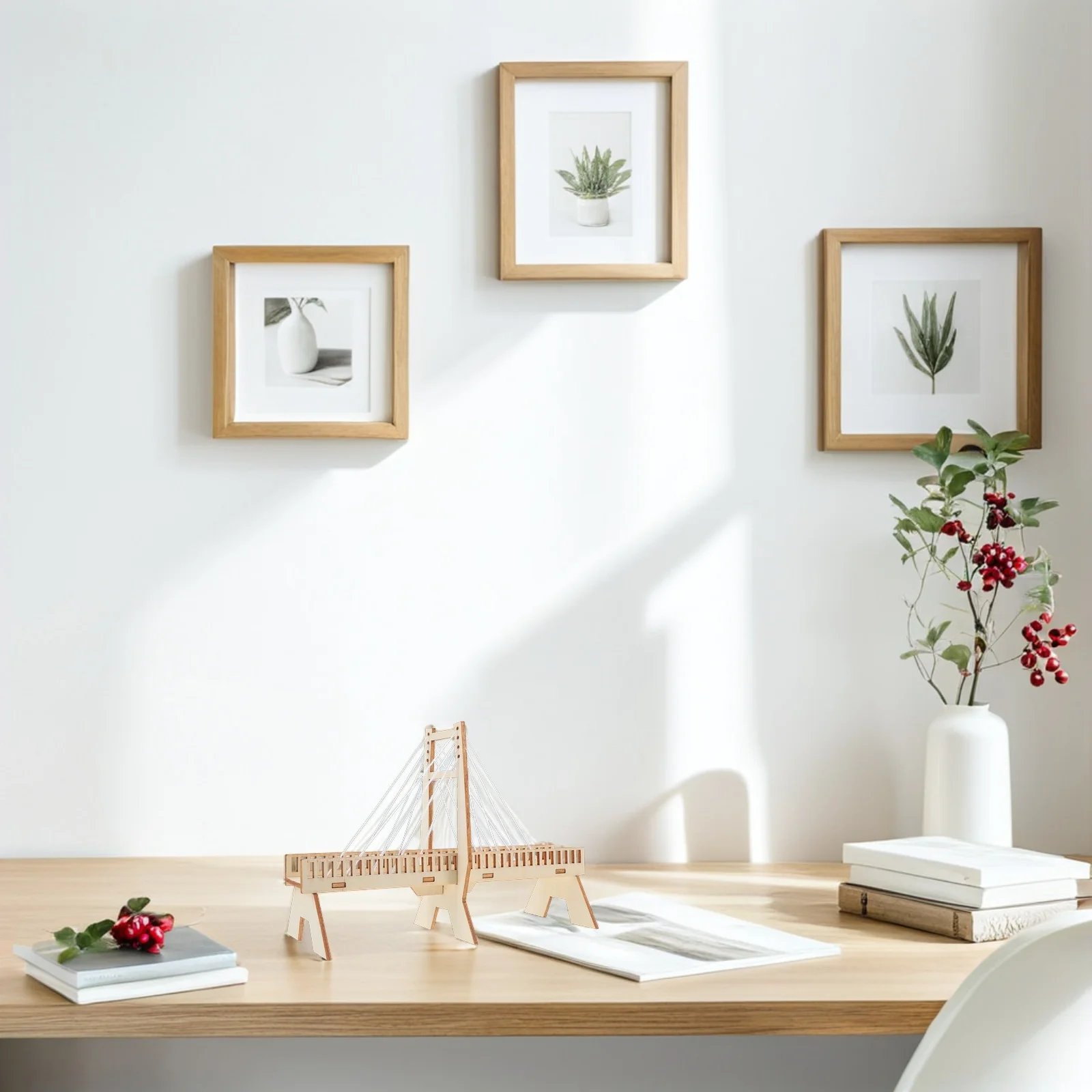 6 set Diy Science Cable-Stayed Bridge Kit Stem Engineering Puzzle Wooden Architecture Building Set - Kids Handmade Bridge