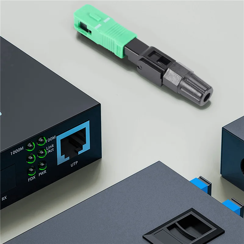 

AT29-40Pcs Sc/Apc Fiber Optic Connector Embedded Single Mode Component Fiber Optic Quick Connector-Black + Green
