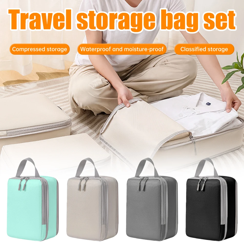 

4Pcs Travel Compression Packing Cube Bag Portable Suitcase Clothes Organizers Luggage Storage Bag Home Drawer Makeup Bags 가방