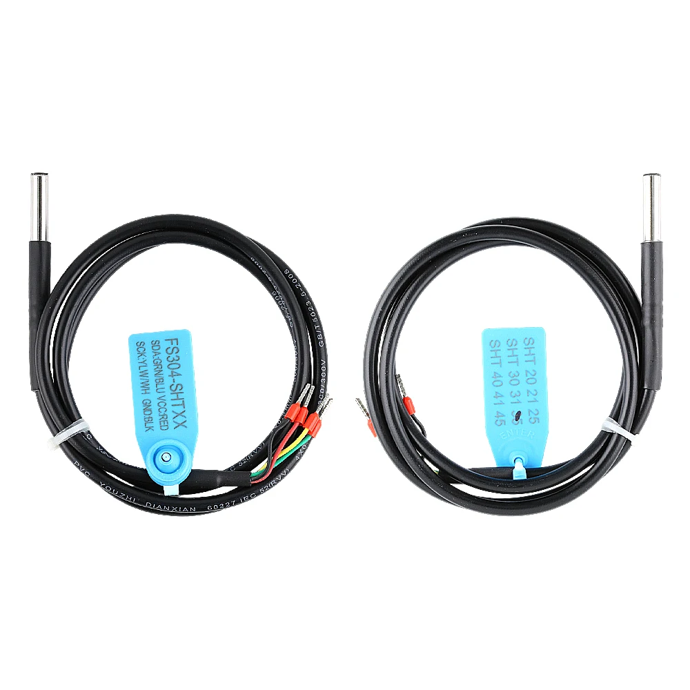 Temperature Sensor Probe Cable Stainless Steel Head Waterproof Humidity Sensor FS304 SHT20 SHT30 SHT31 SHT35 SHT40 Length 1M I2C