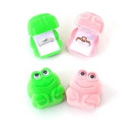 Mini Velvet Ring Box Creative Frog Shaped Jewelry Case Ring Earring Display Box for Wedding Proposal Engagement Birthday Gift