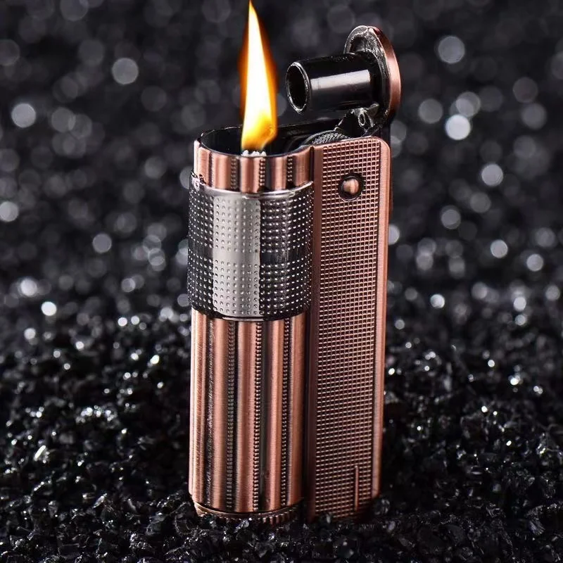 New Unique Retro Gasoline Metal Kerosene Lighter Men Vintage  Grinding Wheel Gasoline Flint  Old Windproof  Cigarette Lighter