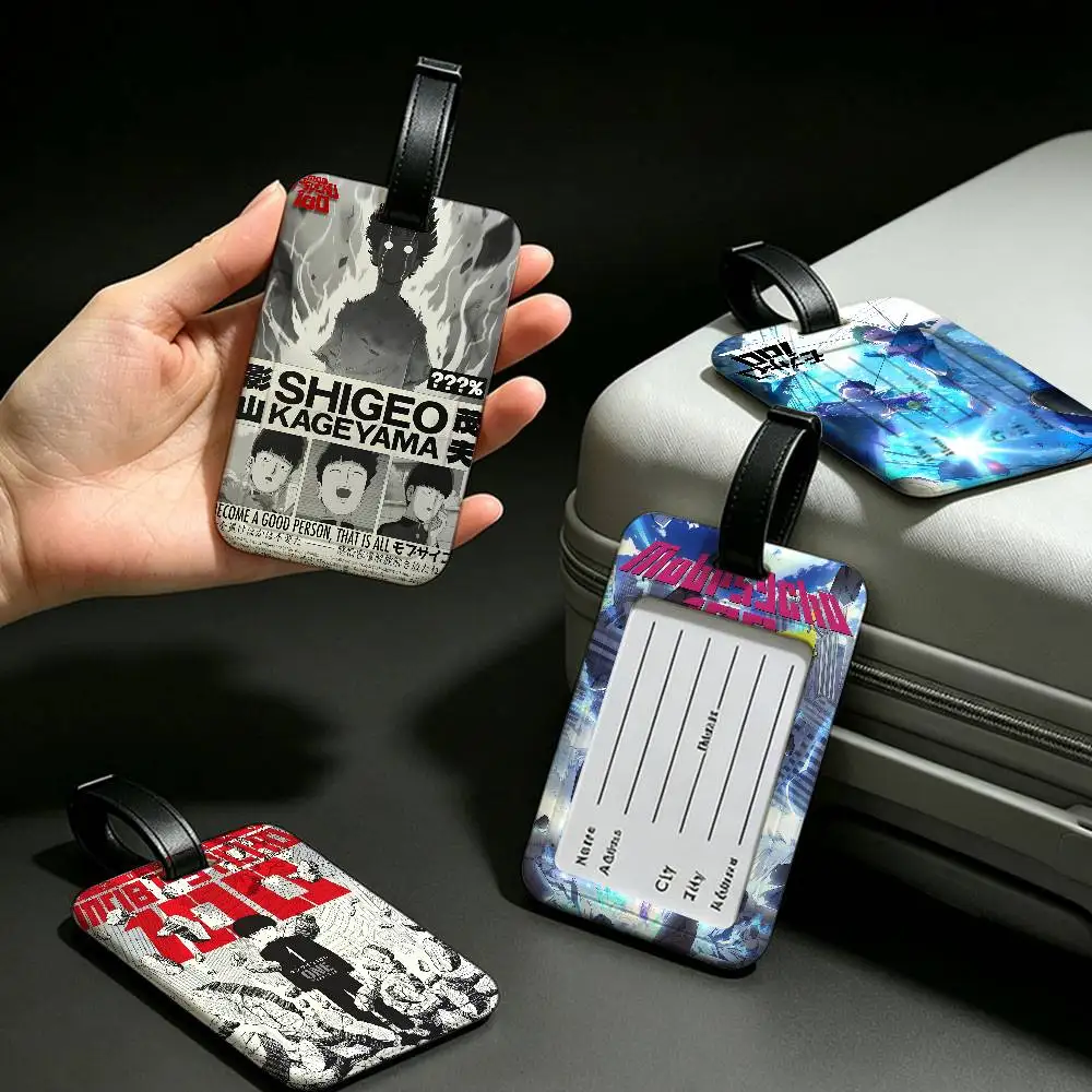 M-Mob-Psycho-100 Psychedelic-Heartwarming Lightweight Anti lost PVC Luggage Tag Removable Info Card Sleeve Backpack Travel