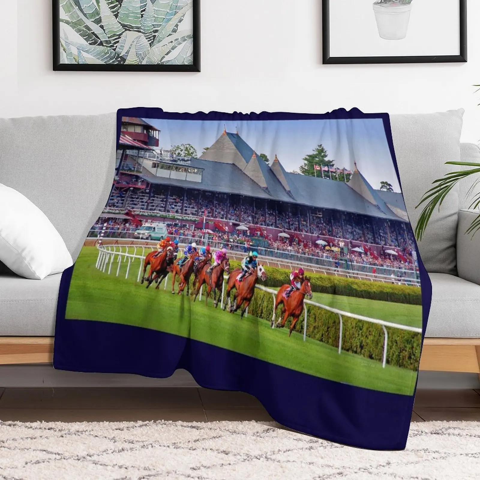 Saratoga Race Course Grandstand Throw Blanket Bed Fashionable blankets and throws Plush Fashion Sofas Blankets