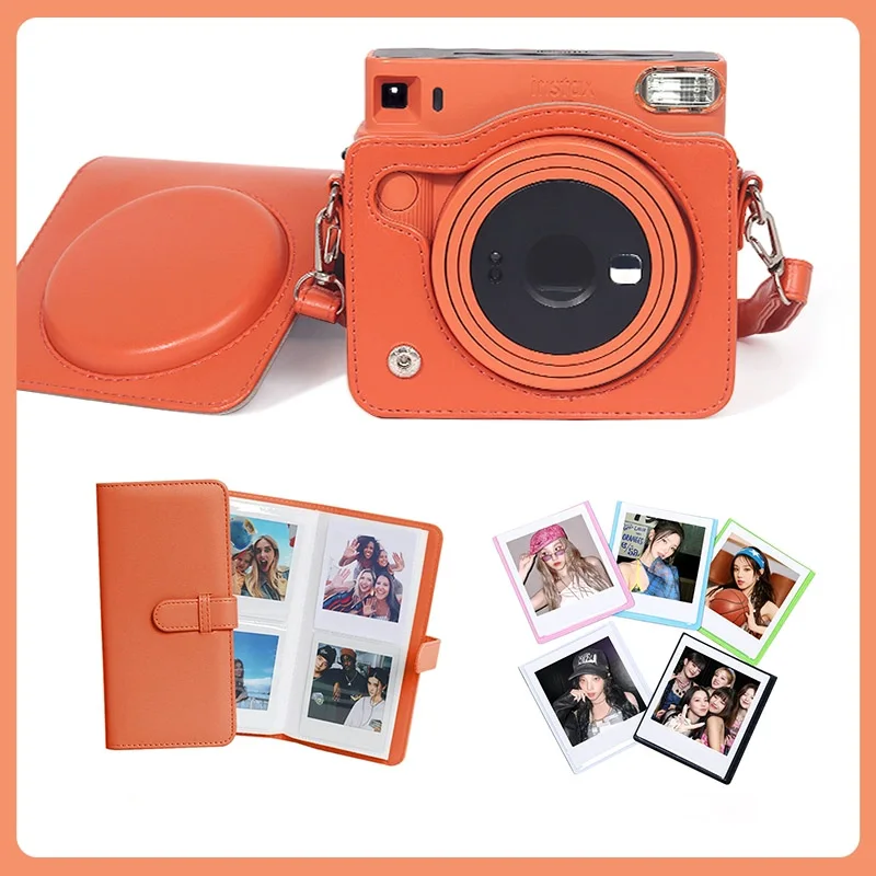 Solid Color Protective Case For Fujifilm Instax Square SQ1 Camera Bag Case Handbags Square Photo Frame+80 Pockets Album Book