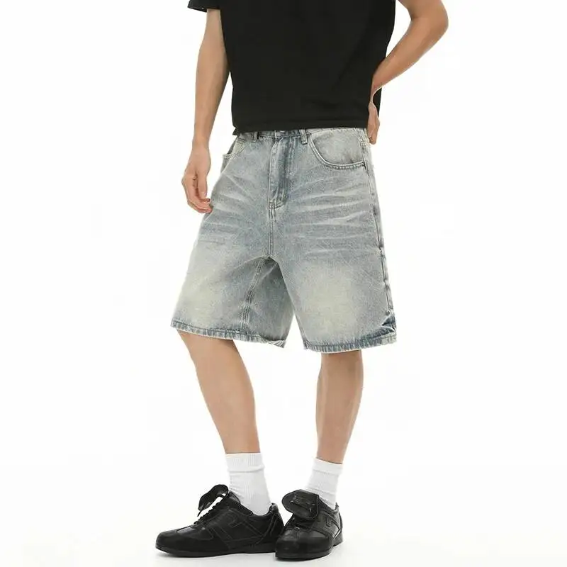 LUZHEN 2026 Summer New Fashion High Quality Denim Five-pointed Pants Men's Handsome Straight Casual Shorts Jeans Washed JY7312