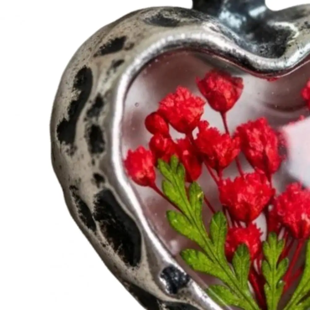 قلادة الأزهار خمر قلادة القلب الأزهار مع الزهور المضغوطة الحقيقية اليدوية هدية الذكرى السنوية للنساء #2