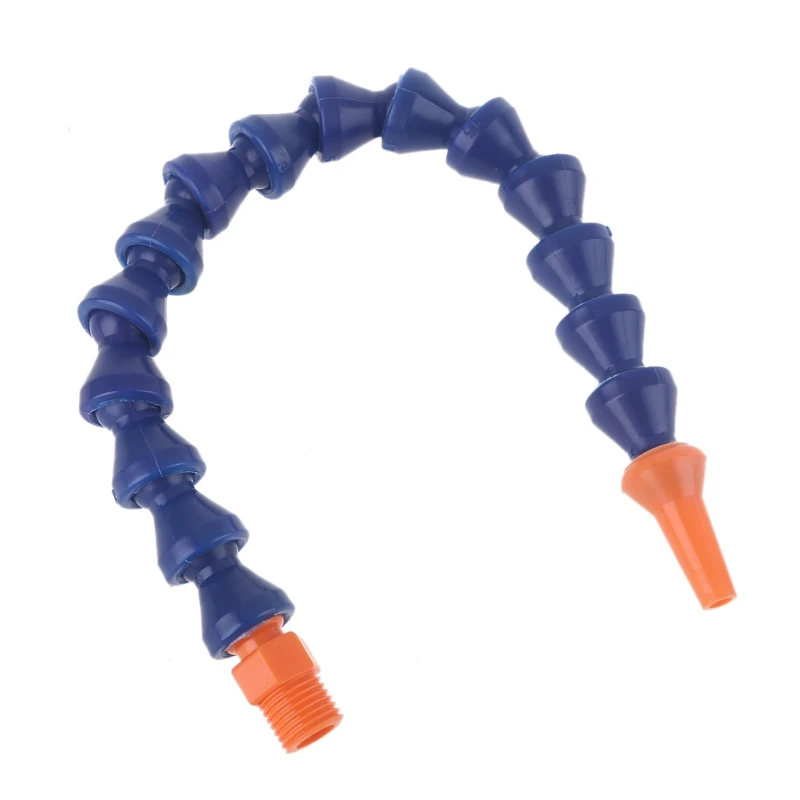 10 Pcs Round Nozzle 1/4PT Flexible Oil Coolant Pipe Hose Blue Orange