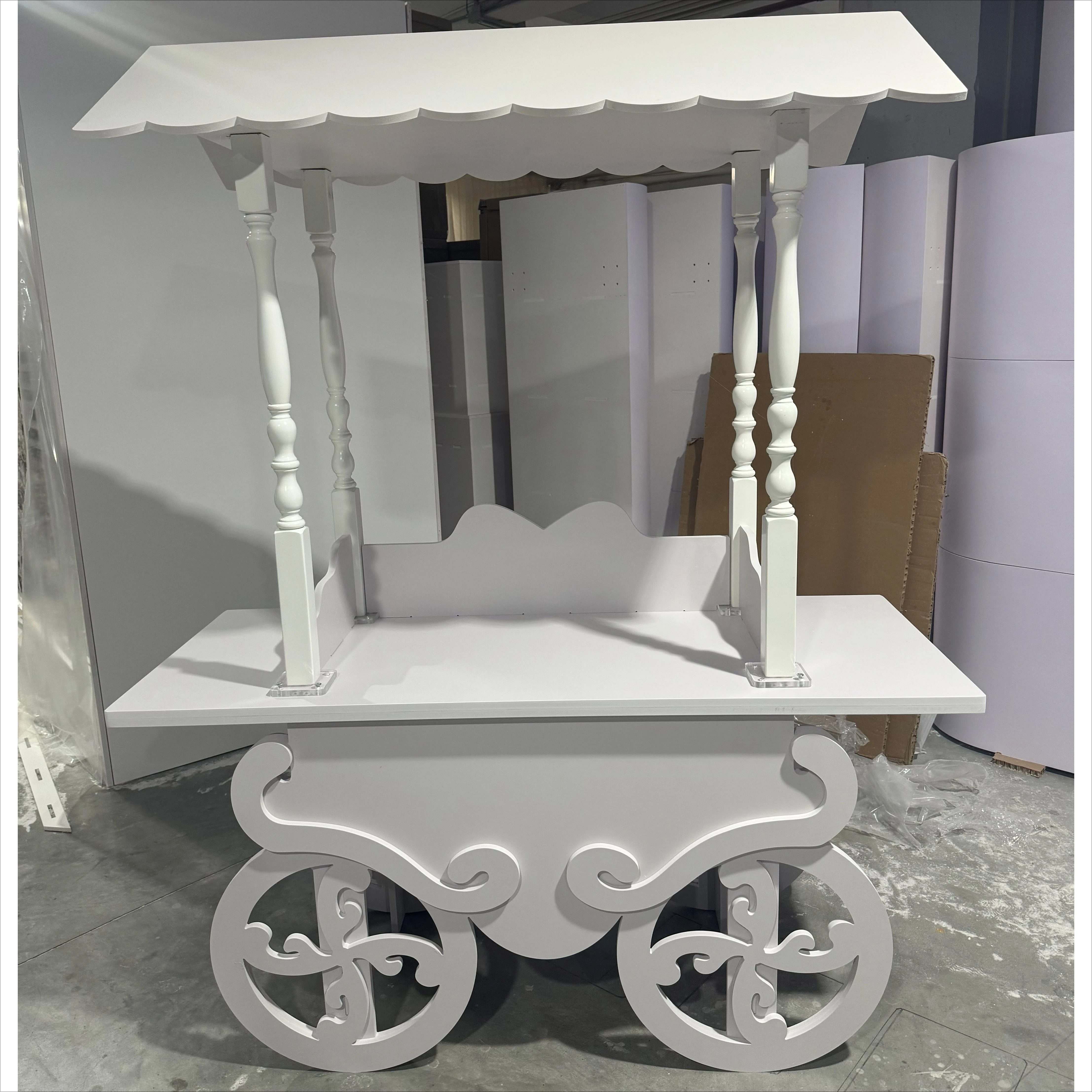 

Party Supplies Pvc Candy Cart Sweet Wood Flower Cart Parties Weddings Event Decorations White Dessert Candy Cart