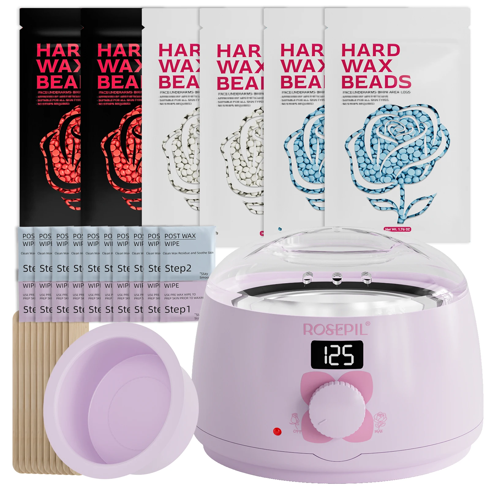 rosepil-kit-calentador-de-cera-premium-de-38-piezas-con-olla-de-silicona-de-450ml-y-6-bolsas-de-cera-en-perlas-suave-de-baja-irritacion-para-diferentes-Areas-del-cuerpo