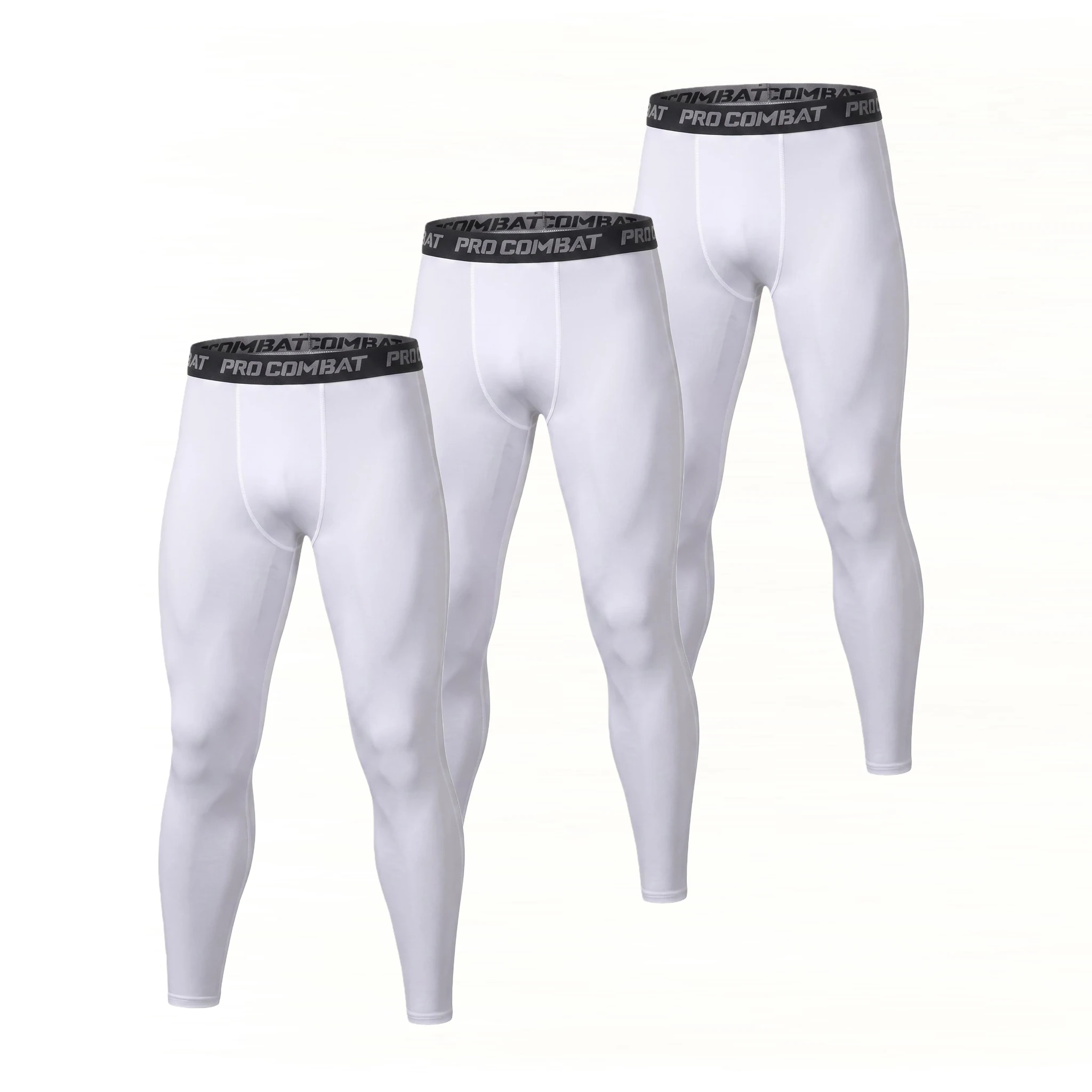 3 Pack Men's 9/10 Length Long Pants Quick Dry Breathable Athletic Base Layer Tights Gym Workout Running Sports Long Bottoms