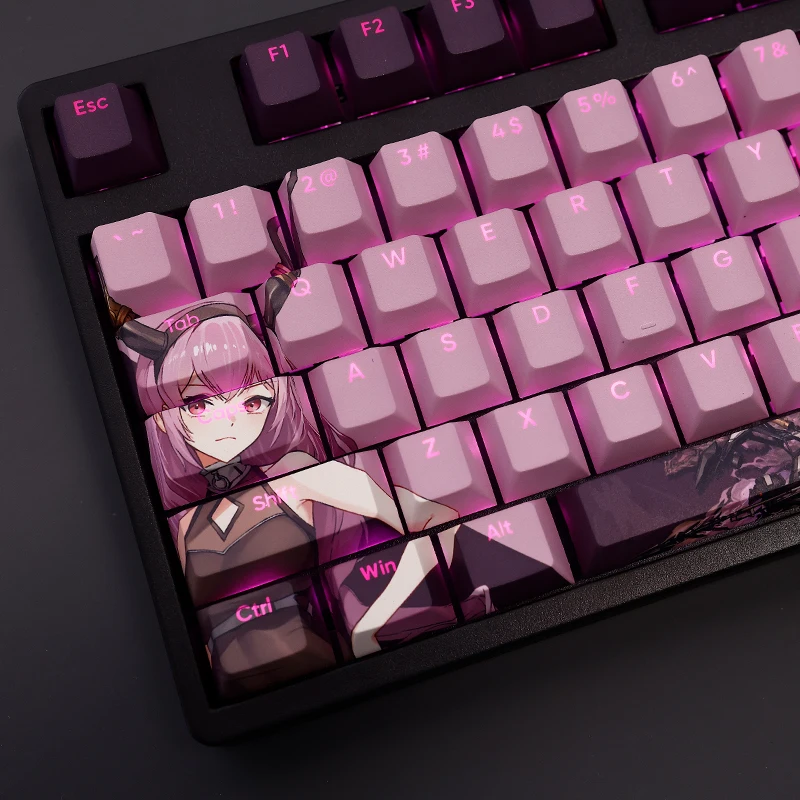 Arknights Vophon Keycap, PBT Dye Subbed Keycaps, Anime Gaming Keycaps, Clavier, 61, 87, 108, 104, HTML, Set, 108