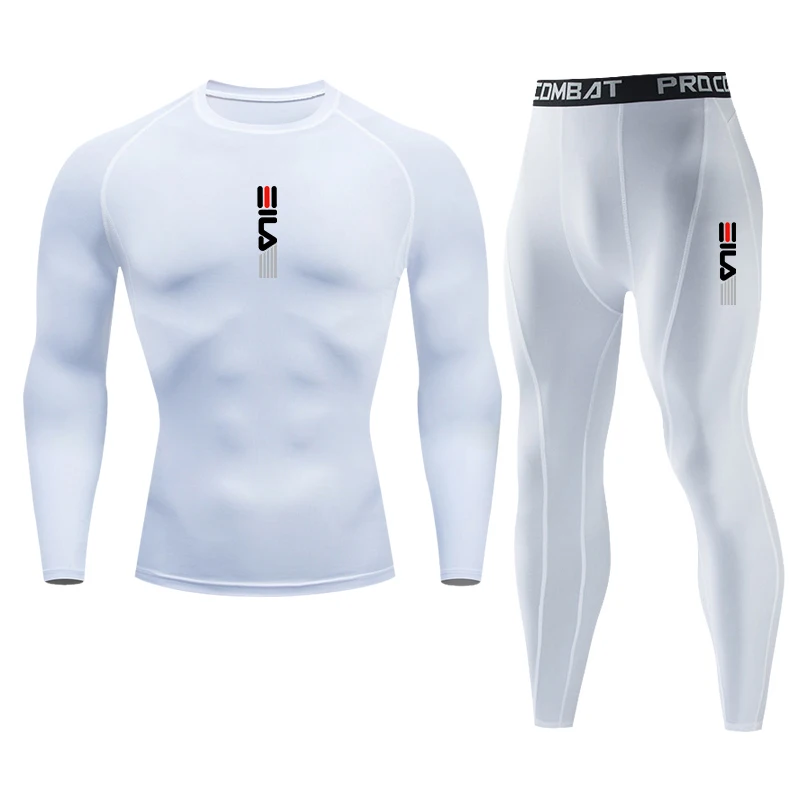 Men Running Sportswear Suit GYM Tight Sports Long Sleeves T-shirt Workout Jogging Fitness Tracksuit Pants Compression 2 Pcs Sets