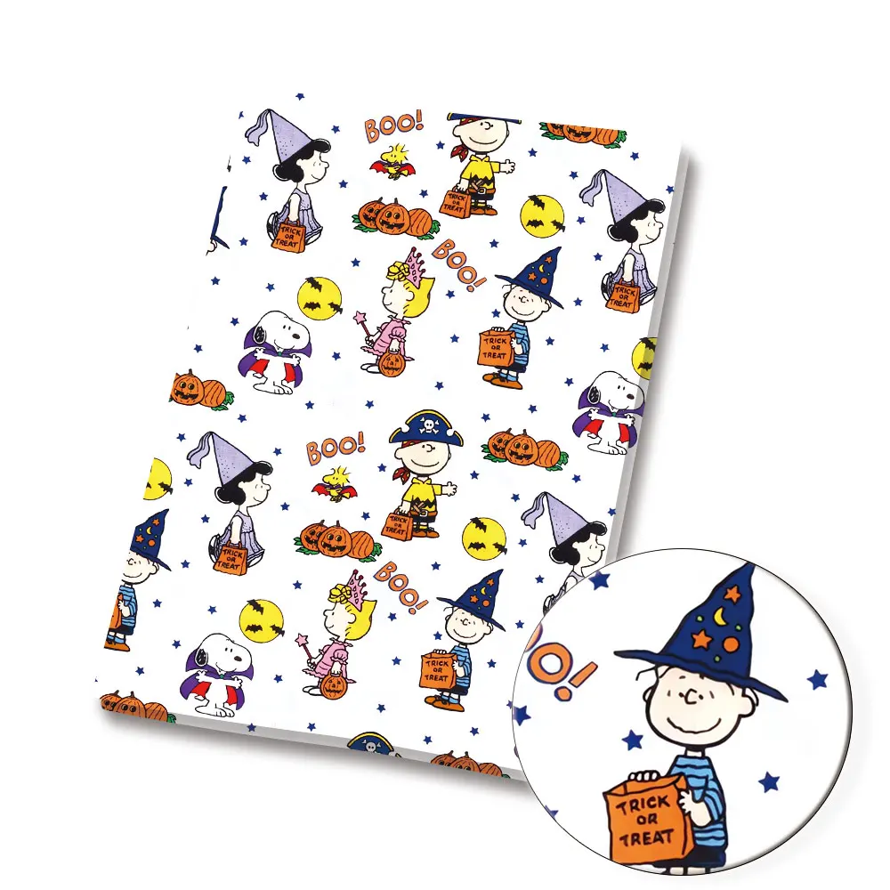 Tecido dos desenhos animados quente diy140 * 50cm costura artesanal retalhos acolchoado vestido de bebê casa folha tecido impresso costura crianças fabri