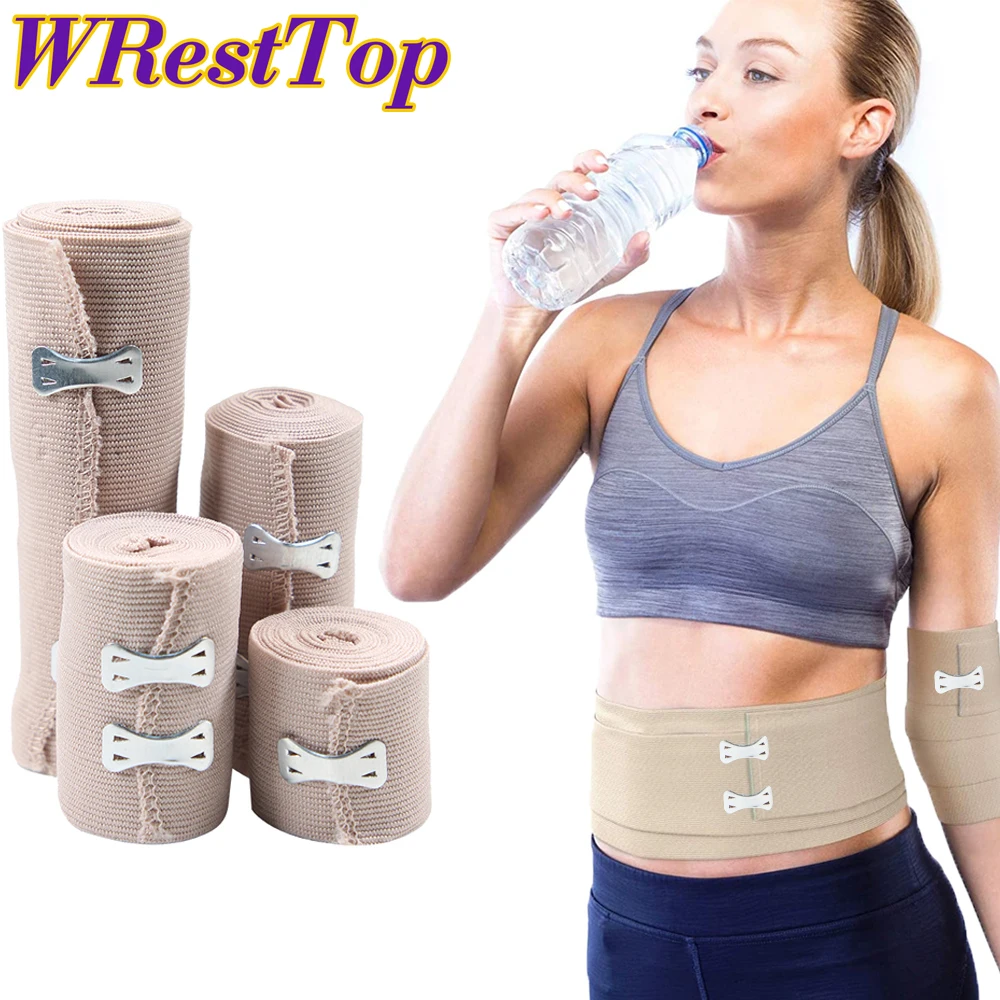 1Roll Premium Elastic Compression Bandage Wrap with Clips, Ideal for Medical, Calf, Sports, Sprains, Wrist, Ankle, Arm and Foot