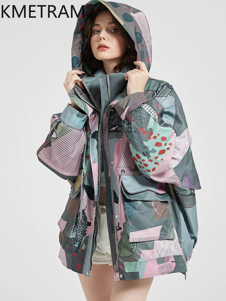 KMETRAM الأبيض أوزة أسفل معاطف منتفخة الكرتون المرأة سترة شتوية 2025 سترات قصيرة موضة ملابس خارجية سترات نسائية