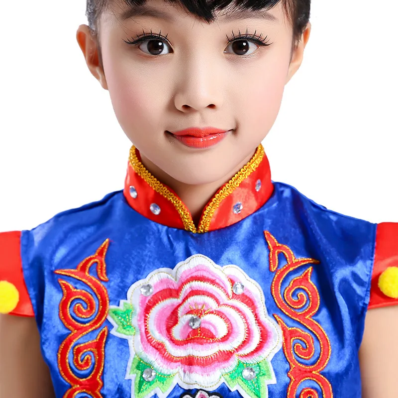 Trajes de desempenho de festa de festival infantil trajes de dança étnica chinesa traje de festa de dança de ano novo