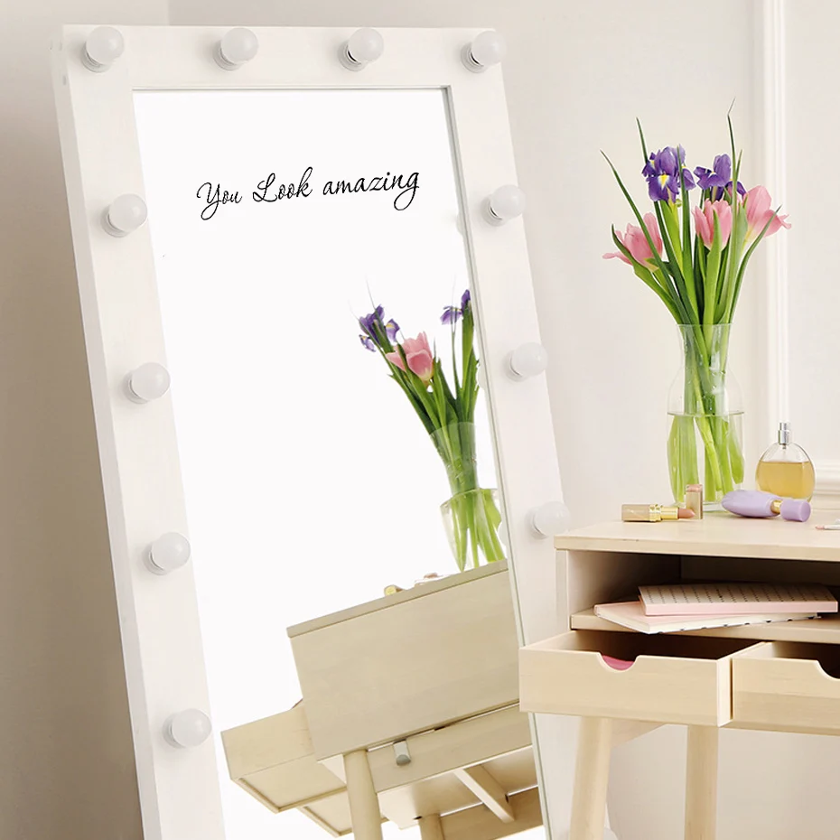 6 Pieces Inspirational Quote Mirror Decal Stickers Shut Up You Look Good Decal Motivational Sentence Wall Sticker Decor Mirror P