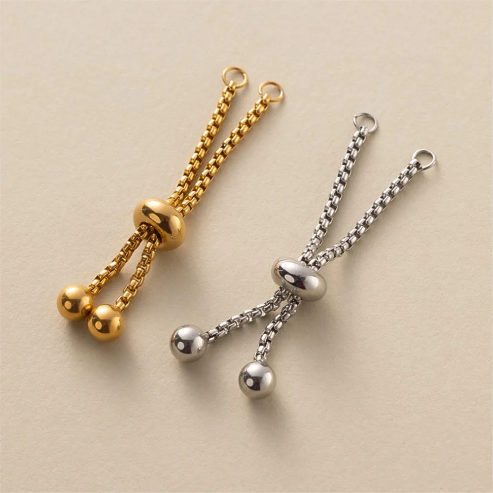 

2Pcs Gold Color Stainless Steel Adjustable Slider Finger Ring Chain Connectors For DIY Pendants Jewelry Making Extender Chain