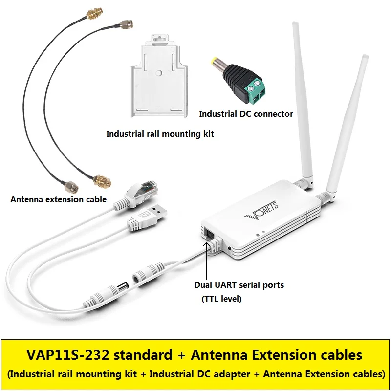 

VONETS 2.4G WiFi Serial Port Server Wireless Bridge WiFi Router/Repeater Ethernet Adapter for RS232 Network Monitor VAP11S-232