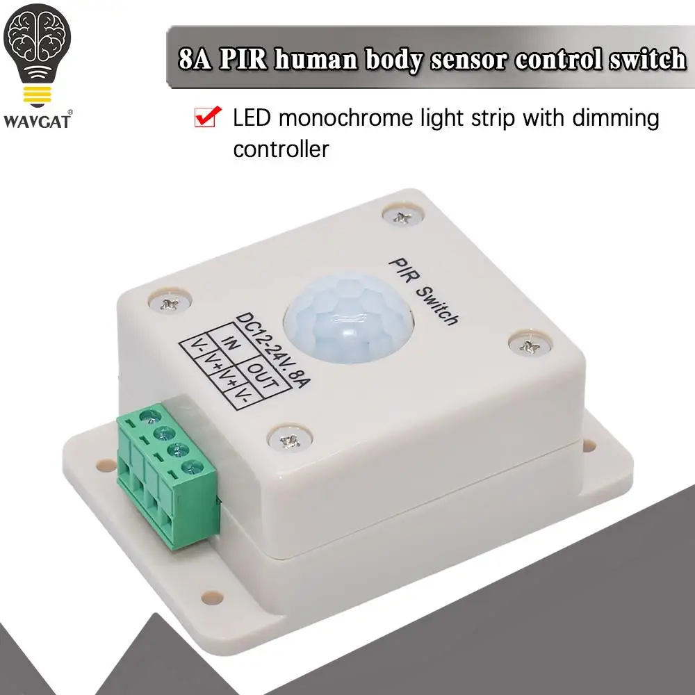 12V 24V 8A PIR Motion Sensor Switch DC 12-24V Infrared IR Body Photosensitive Control Detect On Off Switch Aisle Indoor Switch