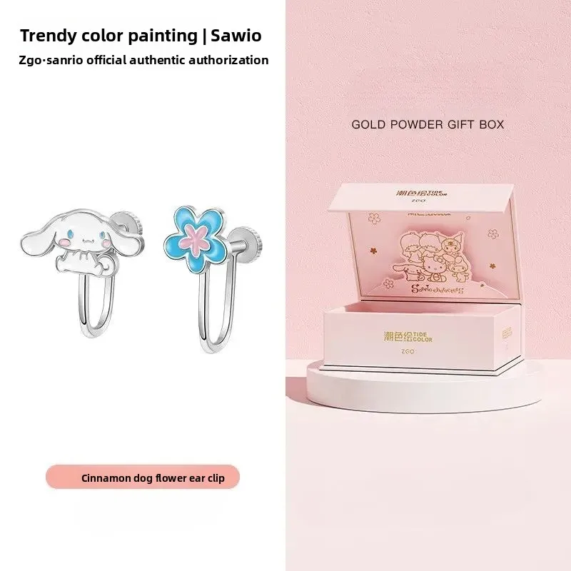 

Ins Genuine Trendy Painted Kuromi Cinnamoroll Co-brand 925 Sterling Silver Ear Clips Anime Accessories