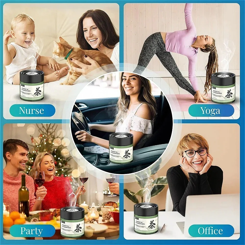 زينة لعلاج عطري لحامل أكواب السيارة، معطر هواء صلب مع رائحة شاي طويلة الأمد لإزالة الروائح الكريهة التلقائية #6