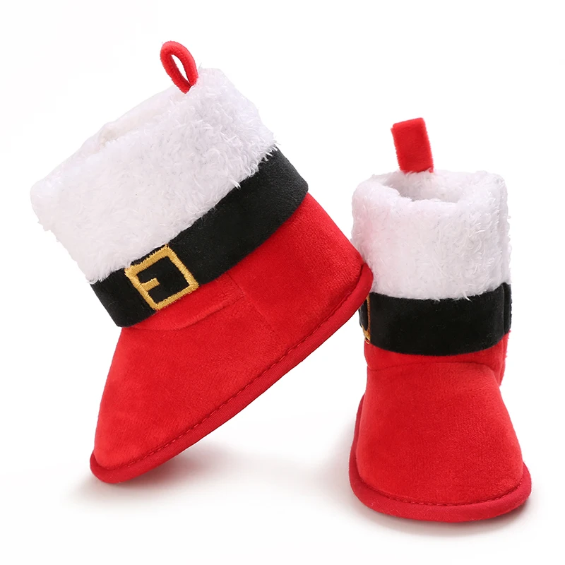 Infant Newborn Booties Santa Foot Socks Baby Christmas Boots Lovely Snowflake Santa Design Winter Warm Slippers Anti-Slip Shoes