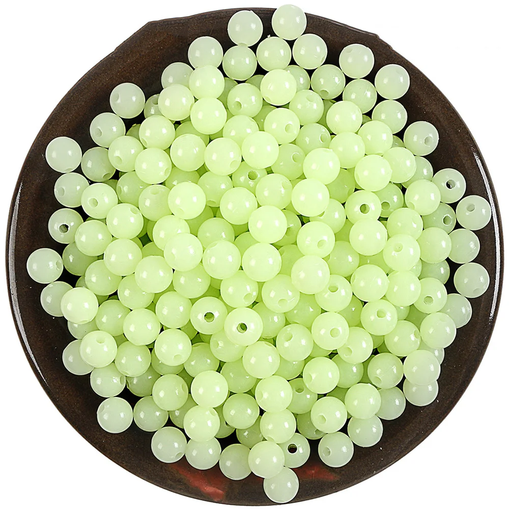 MAGBLE 100pcs/lot Fishing Beads Space Stopper Black Luminous color 3mm-12mm Round Soft and hard beans Rubber Fishing Lure Tackle