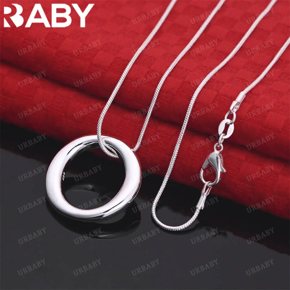 

URBABY 40-75cm 925 Sterling Silver Round Pendant Necklace For Men Charm Trend Birthday Gifts Fashion Party Fine Jewelry