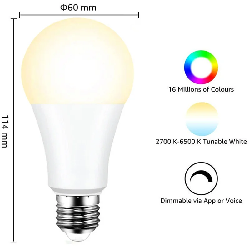 

A04G-Tuya Zigbee Умная светодиодная лампа 15 Вт E27 Умная лампа с голосовым управлением, совместимая с Alexa и Google Home с регулируемой яркостью