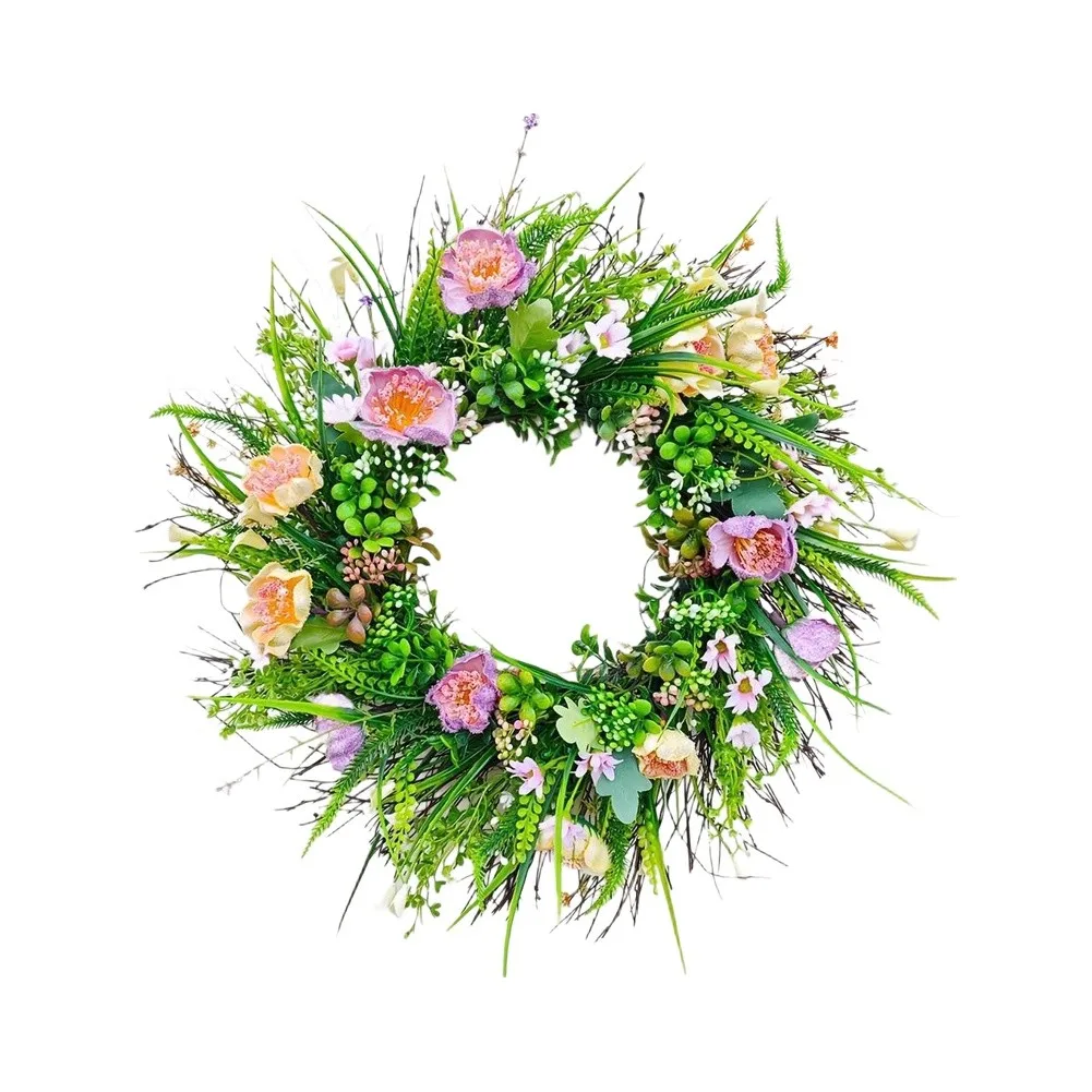 Spring Artificial Flower Wreath: Elegant Door Decor For A Cheerful Home Door Hanging Decoration For Home Wedding Party