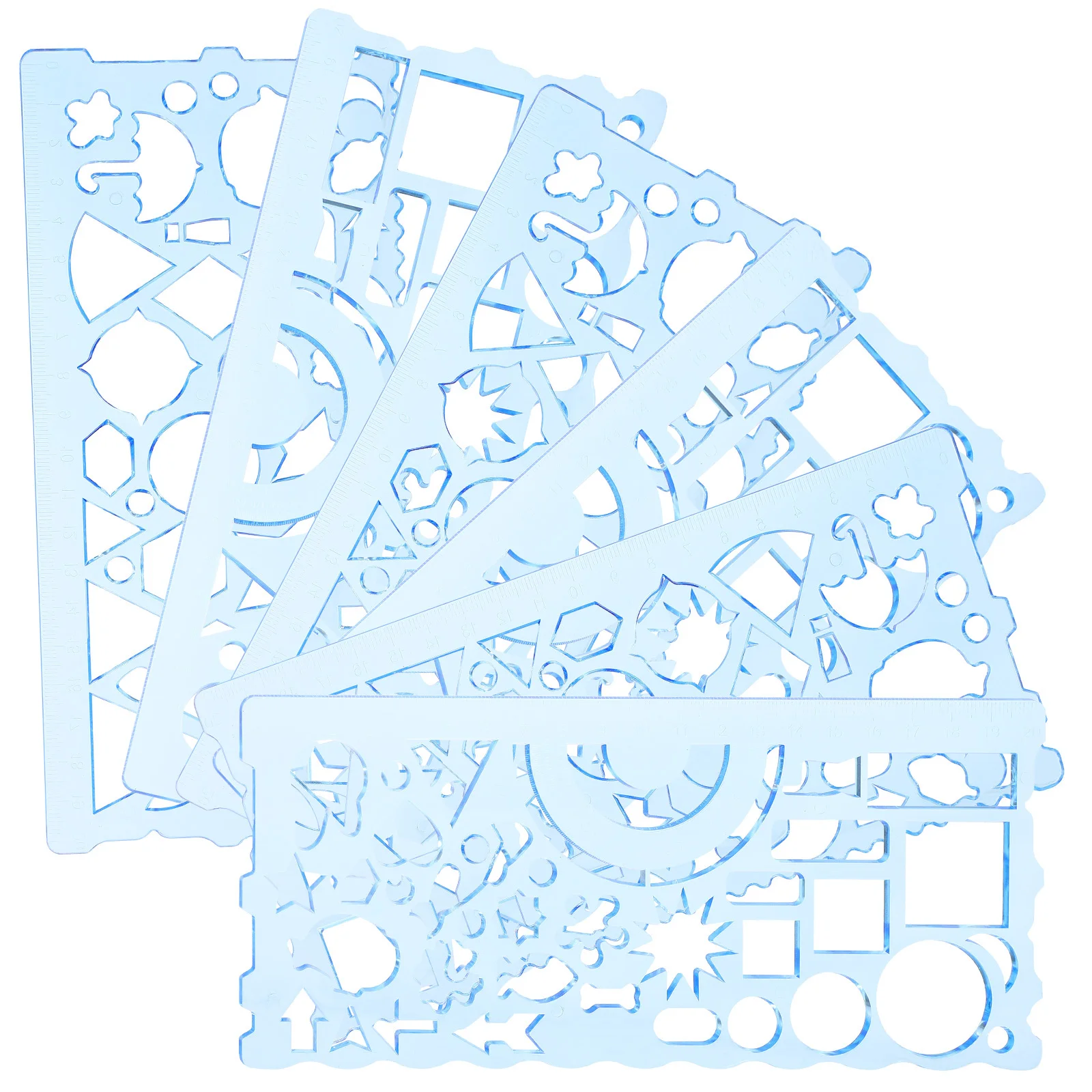6 قطع من قالب رسم الطلاب، أدوات هندسية استنسل بلاستيكية، مساطر قياس متعددة الوظائف لمدرسة الهندسة المعمارية #1