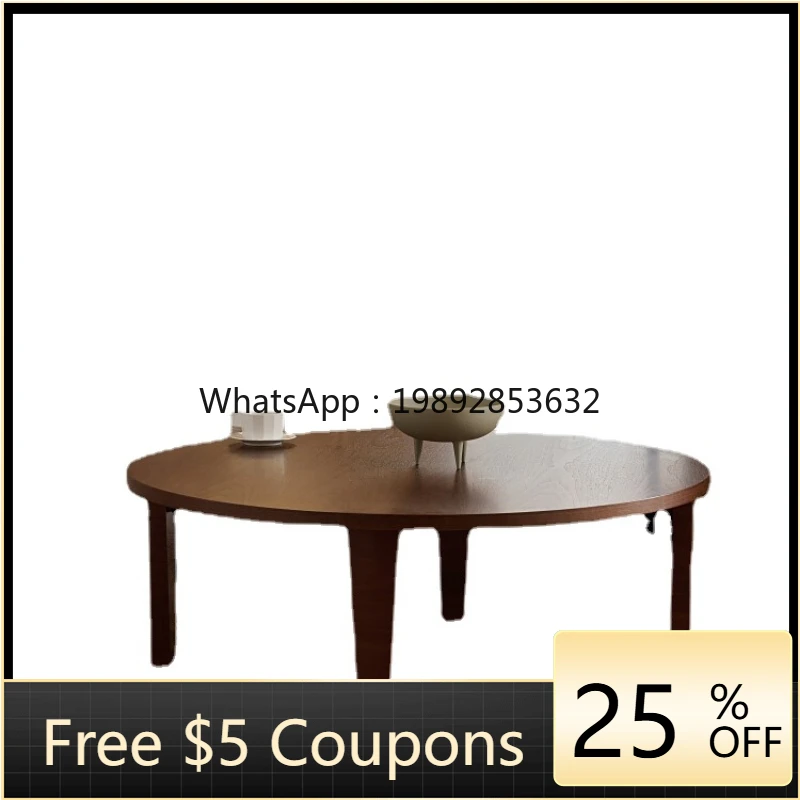 

ZZYx Nordic Modern Simple Folding Storage Black Walnut round Pier Table Living Room Small Apartment
