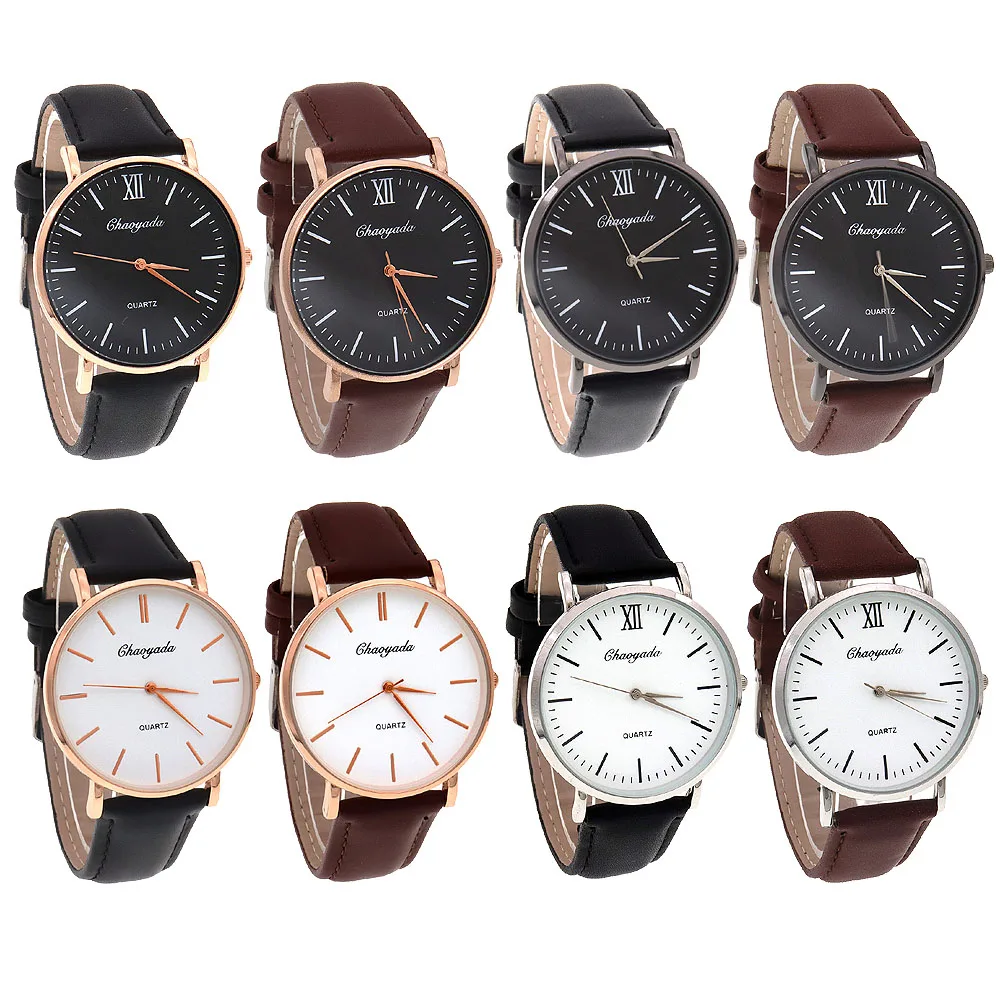 

Luxury Minimalist Watch for Men, Ultra Thin Leather, Business Wristwatches, Casual Quartz Watches, 8PCs
