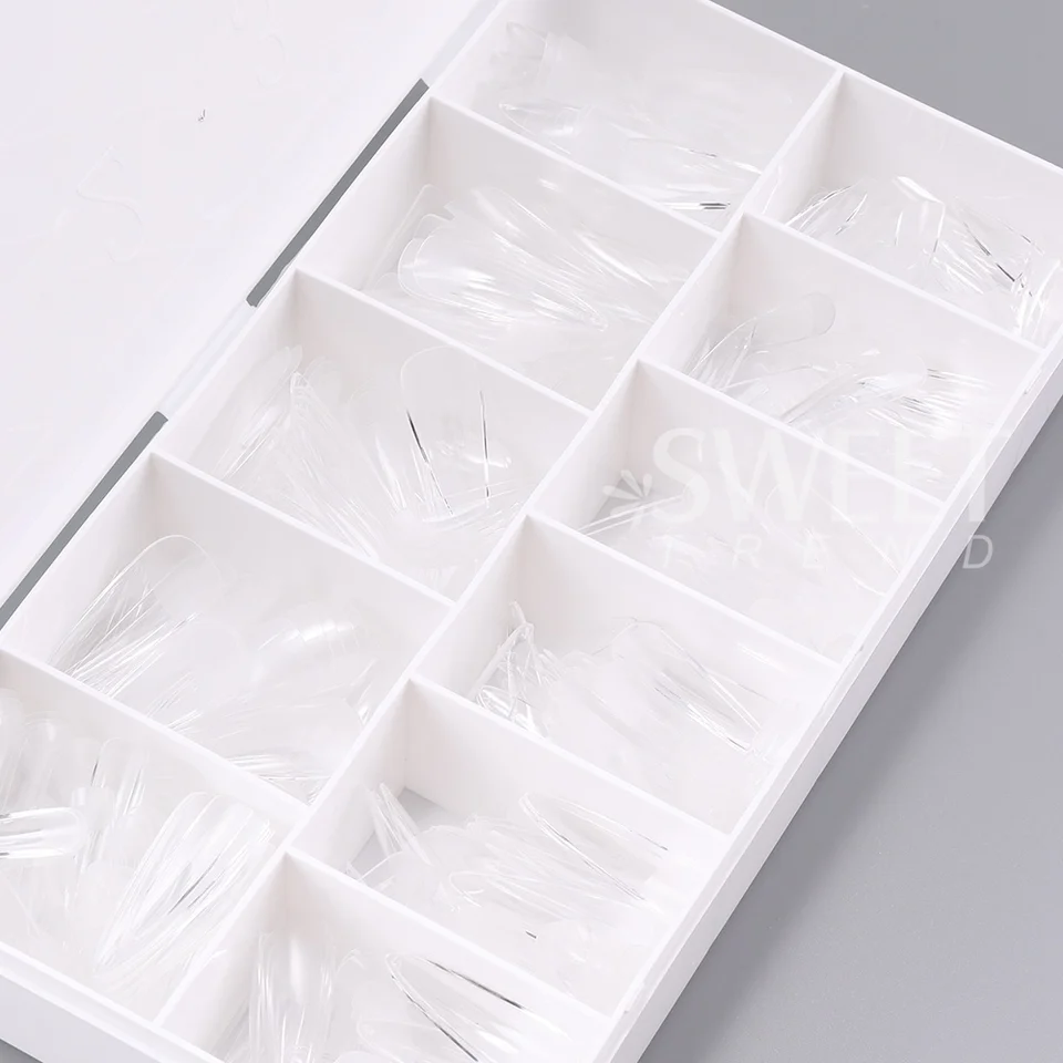 550 piezas de tips de uñas de gel suave, medianos y cortos, en forma de almendra y ataúd, cobertura completa, mate, para extensión, acrílicas, francesas, para decoración 3
