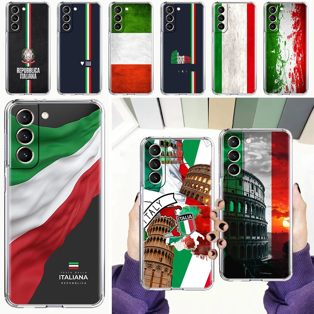 Phone Case For Samsung Galaxy S26 S25 S24 S23 S22 Ultra S20 S21 FE 5G Plus Soft Clear Cover Italian flag