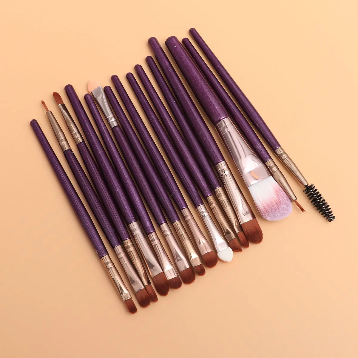 

15pcs Makeup Set Portable Powder Brush for Woman Cosmetics Nylon Bristles Long Handle Daily Professional Makeup Brush Use